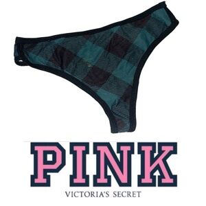 PINK Victoria's Secret Checkered Thong Panties Underwear P073 Med